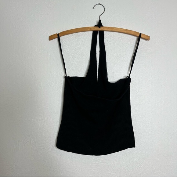 Vintage Ballinger Gold Black Silk Cashmere Blend Ribbed Y2K Halter Top Size L - Picture 5 of 9